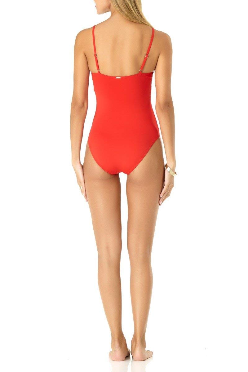 Anne Cole - Live in Color Shirred Lingerie Maillot One Piece Swimsuit-8-Strawberry - Image 4