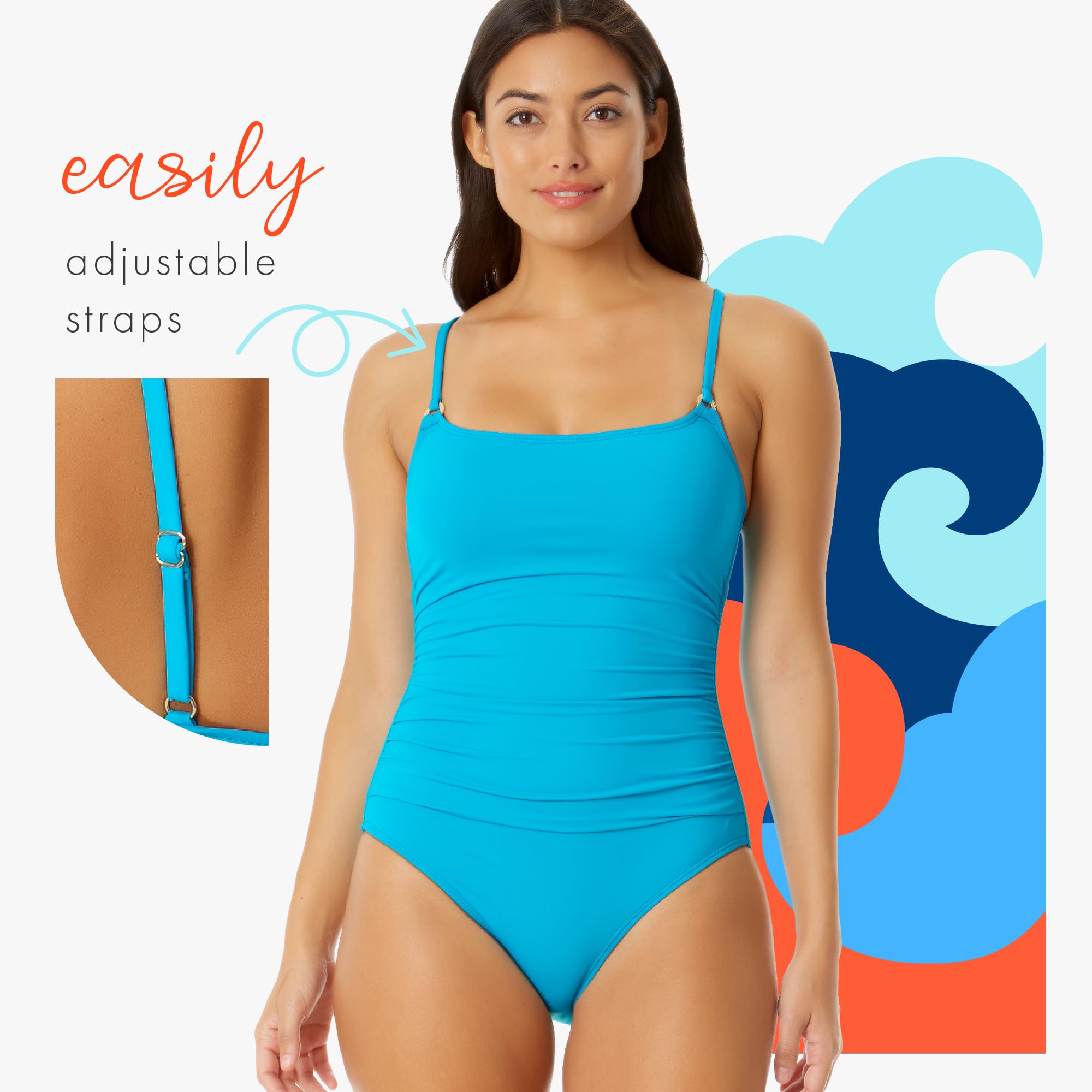 Anne Cole - Live in Color Shirred Lingerie Maillot One Piece Swimsuit-8-Strawberry - Image 4