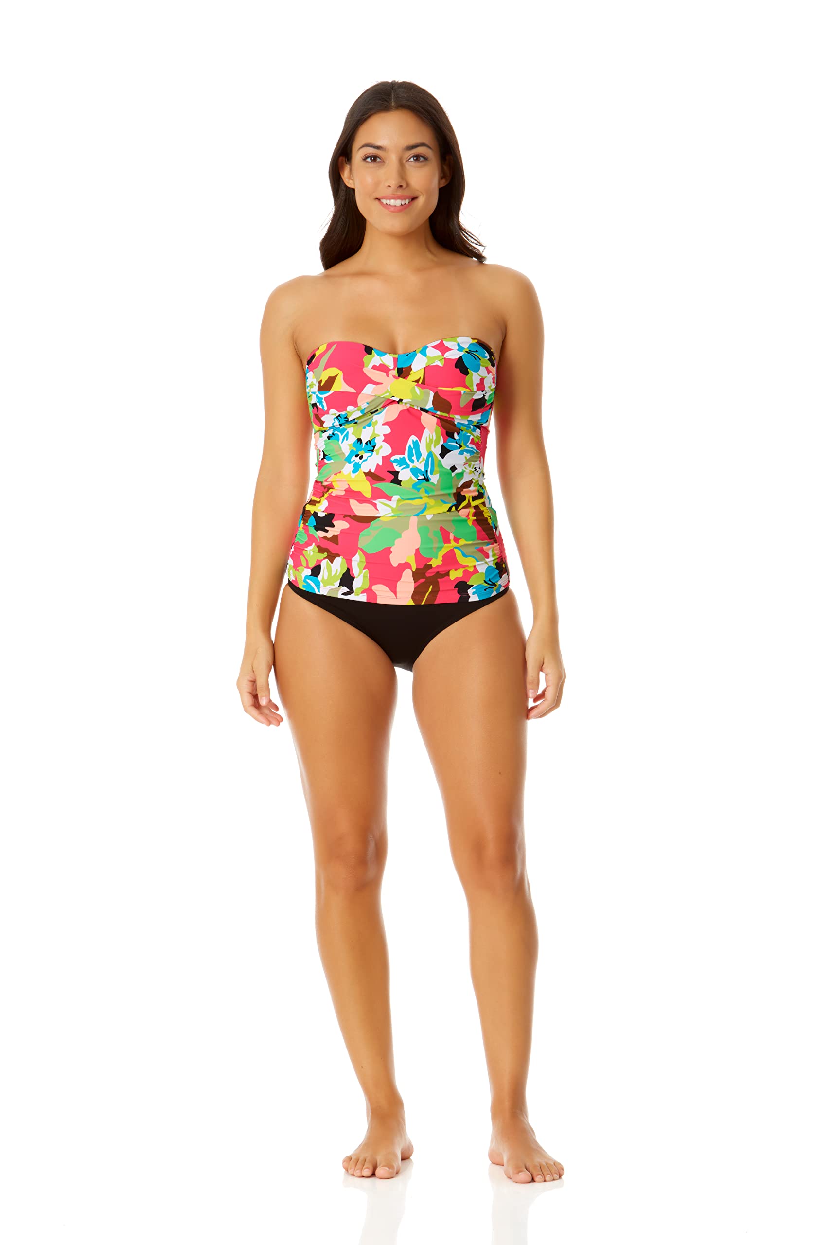 Anne Cole Women's Anne Cole Women's Twist Front Shirred Bandeau Tankini - Image 3