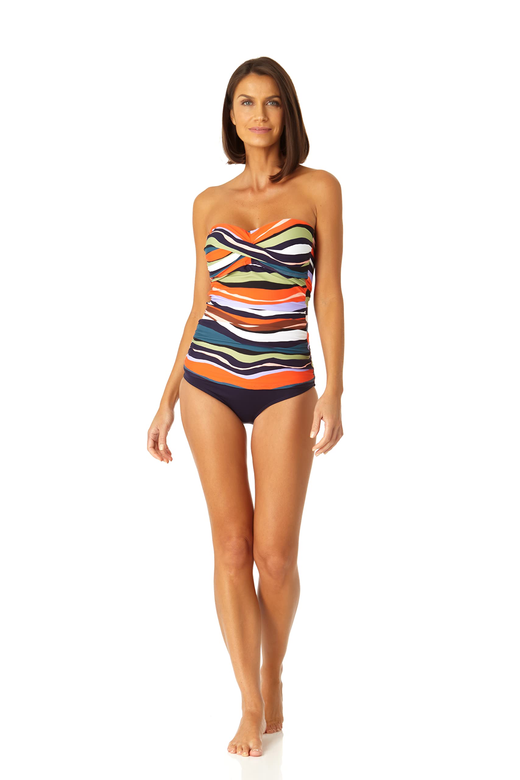 Anne Cole Women's Anne Cole Women's Twist Front Shirred Bandeau Tankini - Image 3